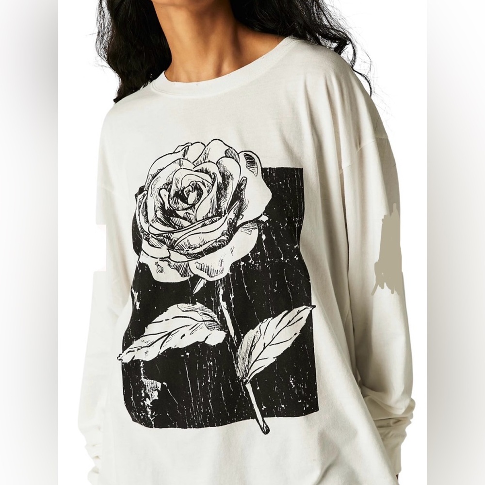 Rose Stem Long Sleeve Organic Cotton Top by Girl Dangerous XS